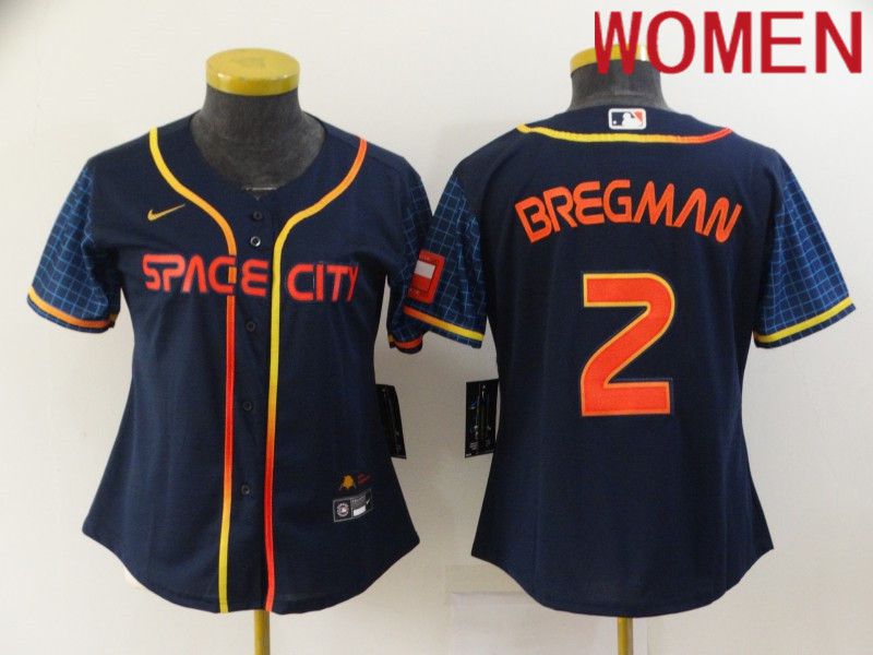 Women Houston Astros 2 Bregman Blue City Edition Game Nike 2022 MLB Jerseys